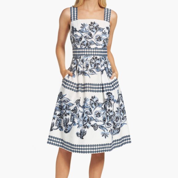 Vince Camuto Fit & Flare Floral Summer Midi Dress 4 EUC - Picture 1 of 16